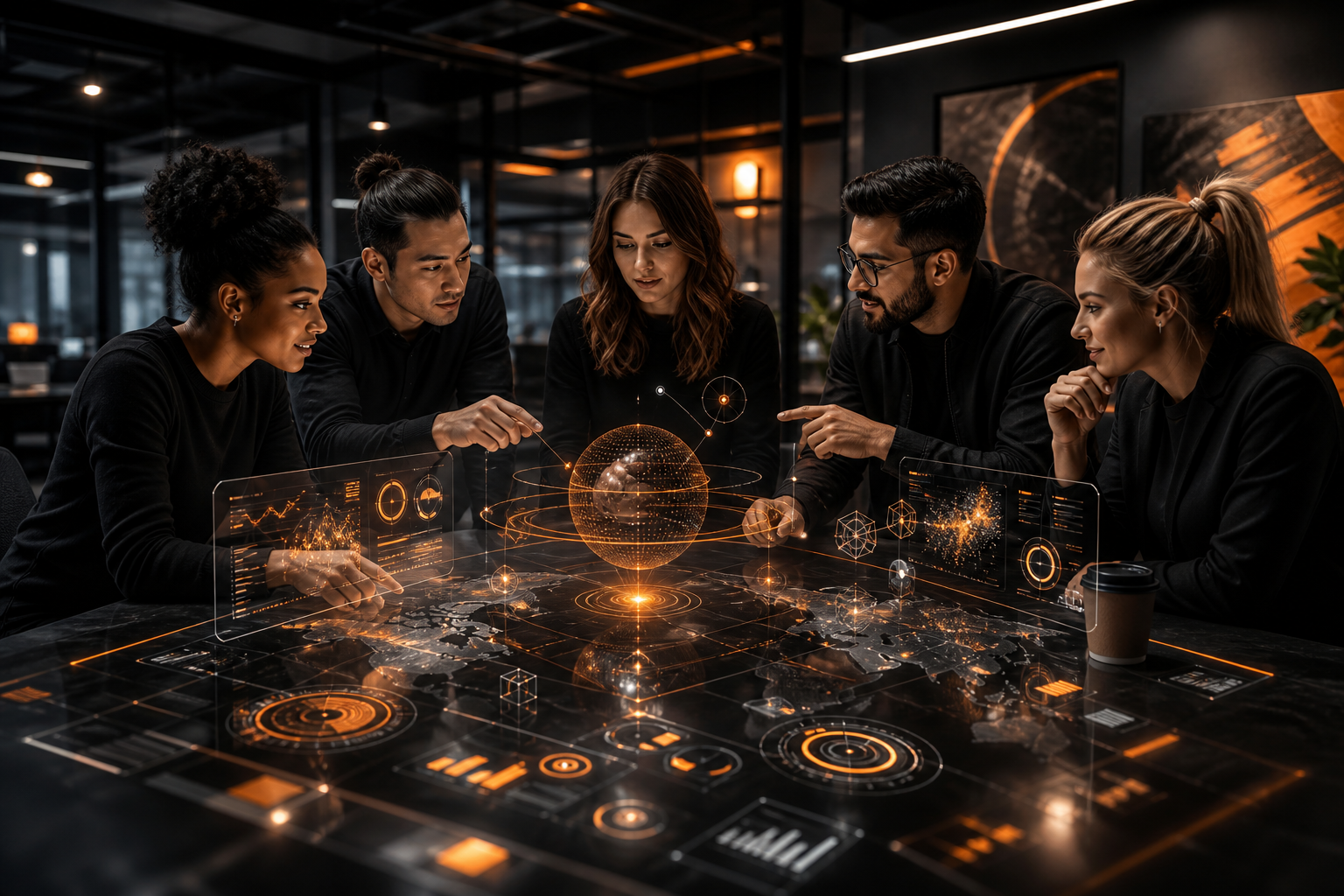Collaborative IT marketing team culture and creative workspace