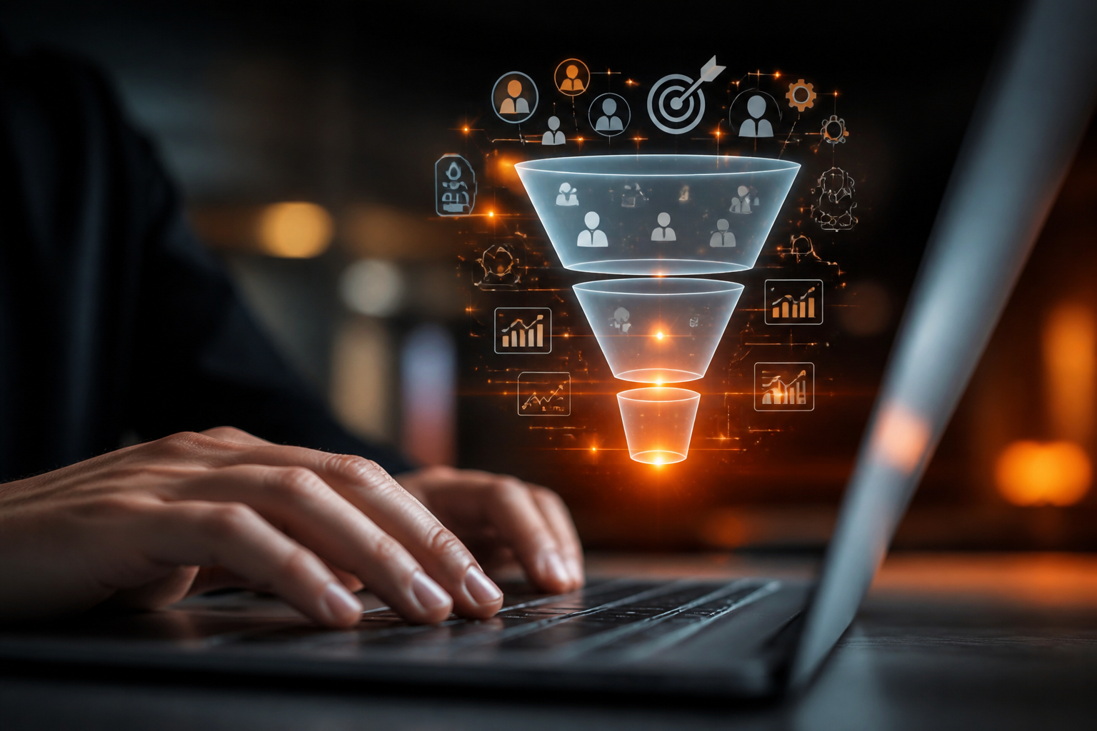 Digital strategy planning with marketing funnel visualization
