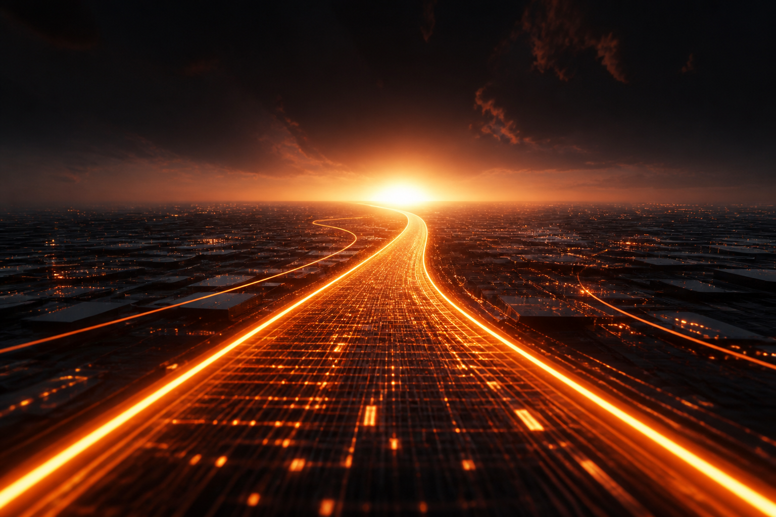 Luminous pathway representing forward digital vision